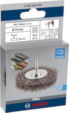 Drátěný kartáč PRO Metal clean, rovná stopka, 75 × 0,3 mm