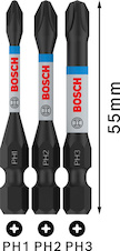 Bit PRO PH Impact, PH1 × 55, PH2 × 55, PH3 × 55 mm, 3 ks