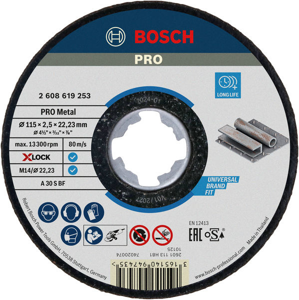 Řezací kotouč PRO Metal, 115 × 2,5 × 22,23 mm, X-Lock, rovný