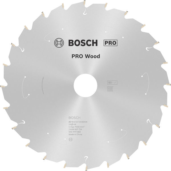 Pilový kotouč PRO Wood cordless pro akumulátorovou okružní pilu, 216 × 1,7 × 30 mm, T24