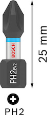 Bit PRO Phillips Impact, PH2, 25 mm, krabička k vystavení, 10 × 25 ks