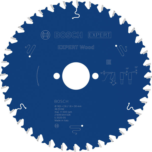 Pilový kotouč EXPERT Wood, 165 × 2,6/1,6 × 30 mm, T36