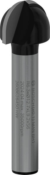 Žlábkovací fréza PRO, R 6,3, stopka 6 mm