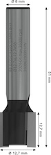 Drážkovací fréza na drážky pantů PRO, Ø 12,7 × D 12,7, stopka 8 mm