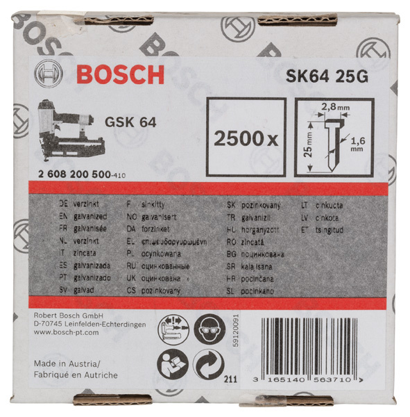 Hřebík se zápustnou hlavou SK64 25G