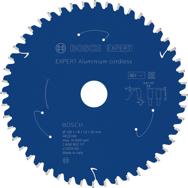 Pilový kotouč EXPERT Aluminium cordless pro okružní pilu, 140 × 1,8/1,3 × 20 mm, T48