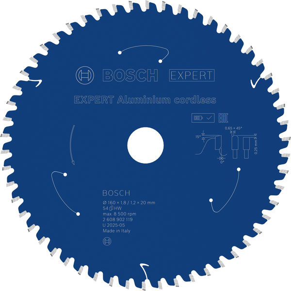 Pilový kotouč EXPERT Aluminium cordless pro okružní pilu, 160 × 1,8/1,2 × 20 mm, T54