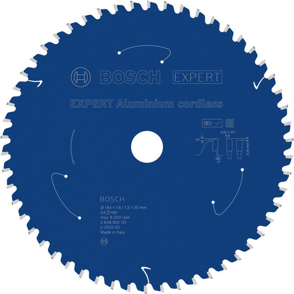 Pilový kotouč EXPERT Aluminium cordless pro okružní pilu, 184 × 1,8/1,3 × 20 mm, T54