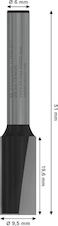 Drážkovací fréza PRO, dva břity, Ø 9,5 × D 19,6, stopka 6 mm