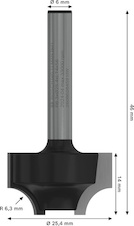 Fréza PRO Ovolo, R 6,3, stopka 6 mm
