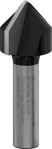 Drážkovací fréza tvaru V PRO, 90° × Ø 16, stopka 8 mm