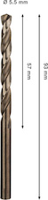 Vrták do kovu PRO Stainless Steel HSS-Co, 5,5 × 57 × 93 mm