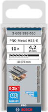 Vrták do kovu PRO Metal HSS-G standardní délky, 4,2 × 43 × 75 mm, 10 ks