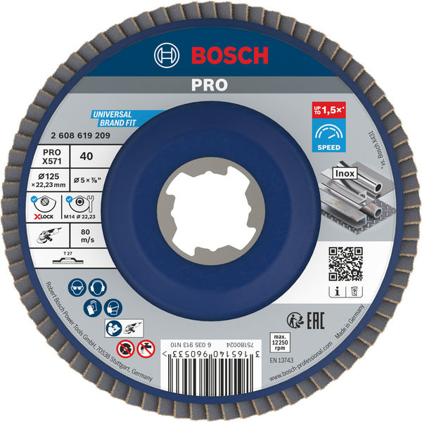 Lamelový brusný kotouč PRO X571, rovné provedení, 125 mm, G40, X-Lock