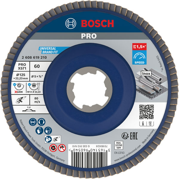 Lamelový brusný kotouč PRO X571, rovné provedení, 125 mm, G60, X-Lock