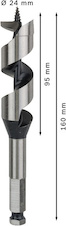 Hadovitý vrták PRO Wood, 24 × 95 × 160 mm