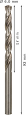 Vrták do kovu PRO Metal HSS-G standardní délky, 6 × 57 × 93 mm, 10 ks