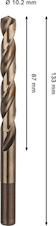 Vrták do kovu PRO Stainless Steel HSS-Co, 10,2 × 87 × 133 mm