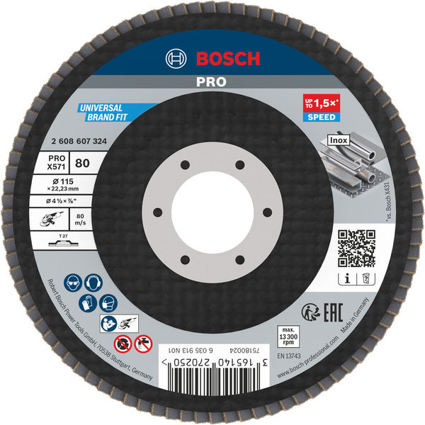 Lamelový brusný kotouč PRO X571, rovné provedení, 115 mm, G80