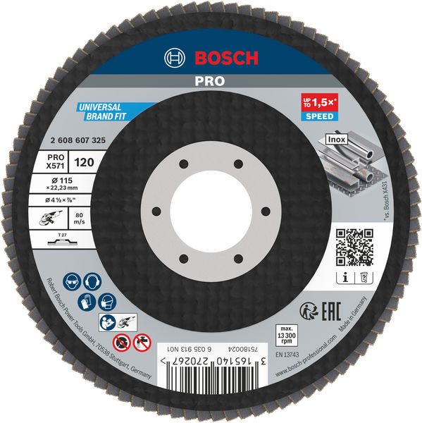 Lamelový brusný kotouč PRO X571, rovné provedení, 115 mm, G120