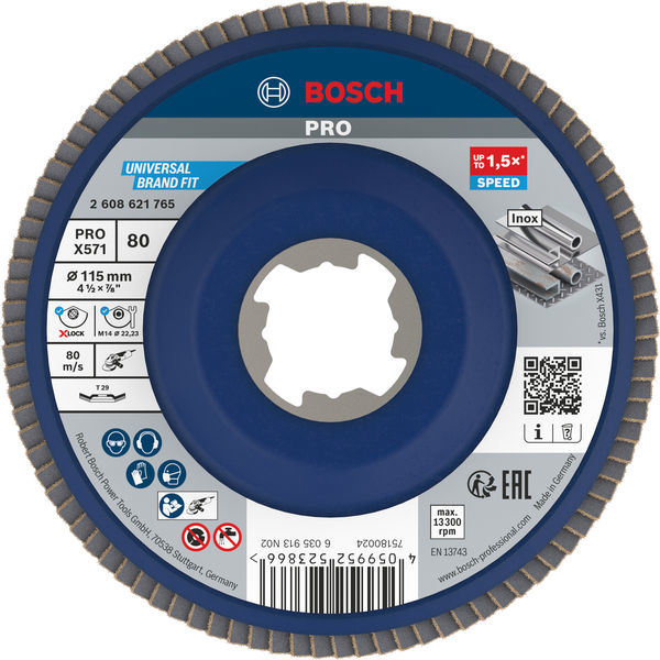 Lamelový brusný kotouč PRO X571, lomené provedení, 115 mm, G80, X-Lock