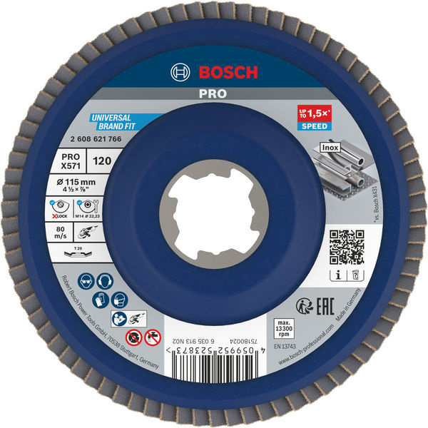 Lamelový brusný kotouč PRO X571, lomené provedení, 115 mm, G120, X-Lock