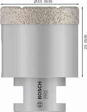 Vrtací korunka pro suché vrtání PRO Ceramic dry, 45 × 35 × 14 mm