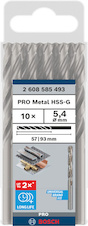 Vrták do kovu PRO Metal HSS-G standardní délky, 5,4 × 57 × 93 mm, 10 ks