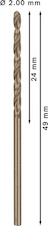 Vrták do kovu PRO Stainless Steel HSS-Co, 2 × 24 × 49 mm, 10 ks