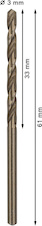 Vrták do kovu PRO Stainless Steel HSS-Co, 3 × 33 × 61 mm, 10 ks