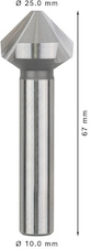 Záhlubník PRO Soft Metal HSS, 25 × 67 mm, M12