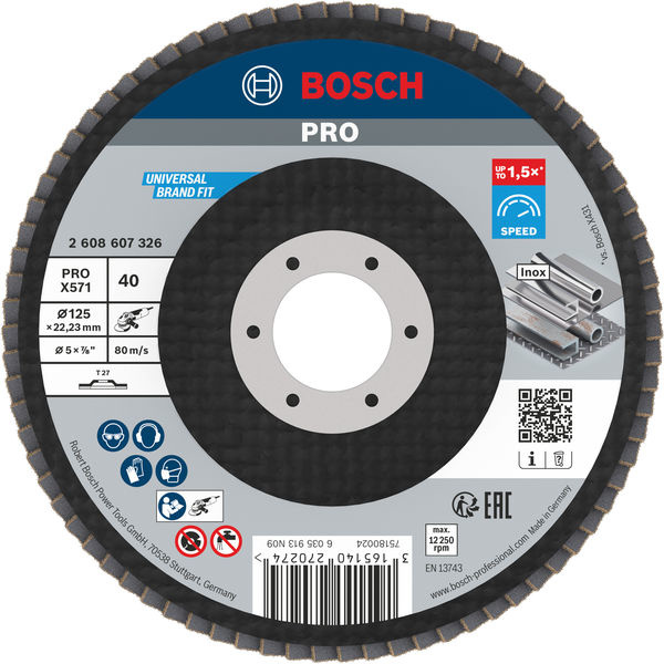 Lamelový brusný kotouč PRO X571, rovné provedení, 125 mm, G40