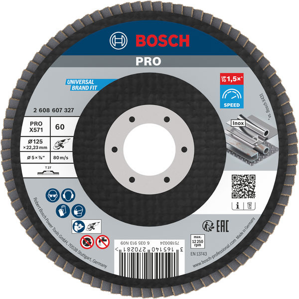 Lamelový brusný kotouč PRO X571, rovné provedení, 125 mm, G60