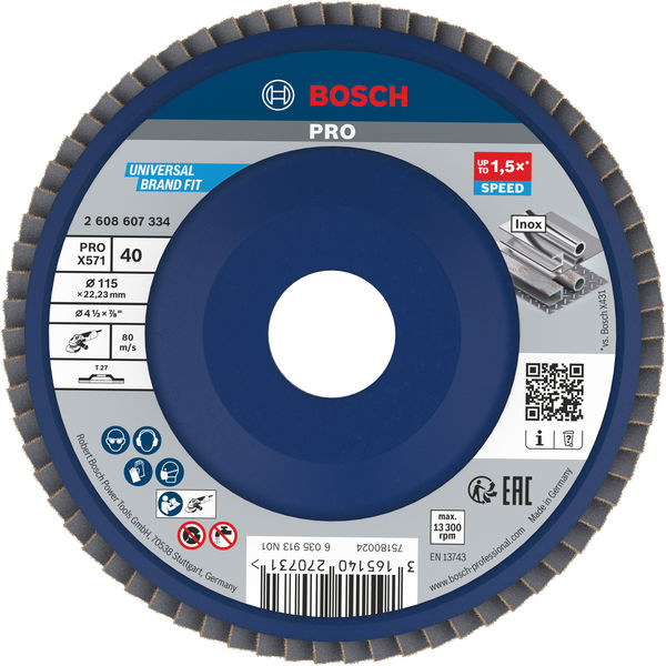 Lamelový brusný kotouč PRO X571, rovné provedení, 115 mm, G40