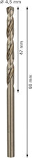 Vrták do kovu PRO Stainless Steel HSS-Co, 4,5 × 47 × 80 mm, 10 ks