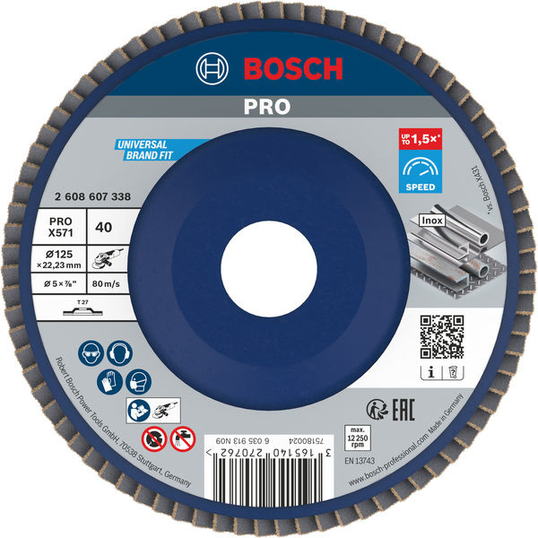 Lamelový brusný kotouč PRO X571, rovné provedení, 125 mm, G40