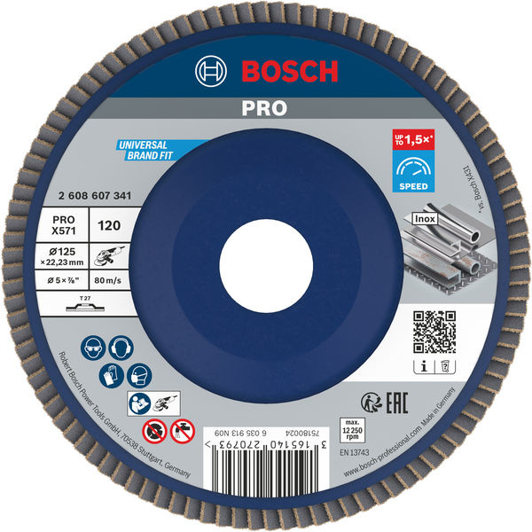 Lamelový brusný kotouč PRO X571, rovné provedení, 125 mm, G120