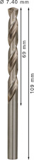 Vrták do kovu PRO Metal HSS-G standardní délky, 7,4 × 69 × 109 mm, 5 ks