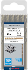 Vrták do kovu PRO Stainless Steel HSS-Co, 5,2 × 52 × 86 mm, 10 ks