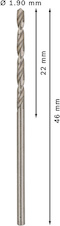 Vrták do kovu PRO Metal HSS-G standardní délky, 1,9 × 22 × 46 mm, 10 ks