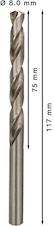 Vrták do kovu PRO Metal HSS-G standardní délky, 8 × 75 × 117 mm, 5 ks