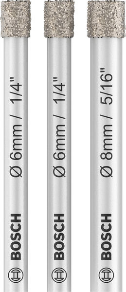 Sada vrtáků PRO Ceramic dry pro vrtání za sucha, 6 × 66, 6 × 66, 8 × 66 mm, 3 kusy