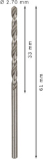 Vrták do kovu PRO Metal HSS-G standardní délky, 2,7 × 33 × 61 mm, 10 ks