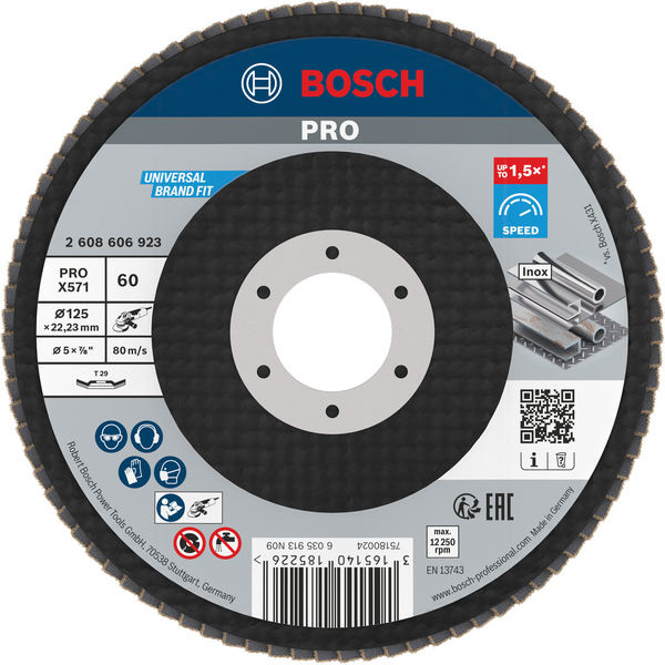 Lamelový brusný kotouč PRO X571, lomené provedení, 125 mm, G60