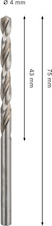 Vrták do kovu PRO Metal HSS-G, 4 × 43 × 75 mm