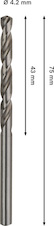 Vrták do kovu PRO Metal HSS-G, 4,2 × 43 × 75 mm