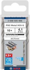 Vrták do kovu PRO Metal HSS-G standardní délky, 4,1 × 43 × 75 mm, 10 ks