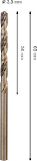 Vrták do kovu PRO Stainless Steel HSS-Co, 3,3 × 36 × 65 mm