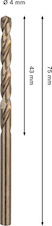 Vrták do kovu PRO Stainless Steel HSS-Co, 4 × 43 × 75 mm
