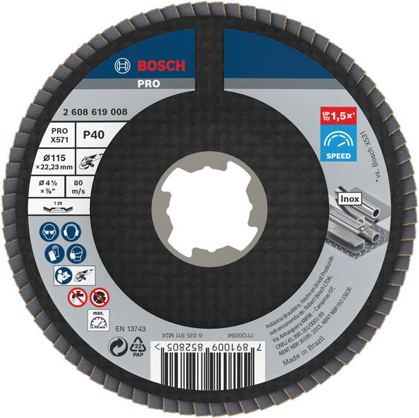 Lamelový brusný kotouč PRO X571, lomené provedení, 115 mm, G40